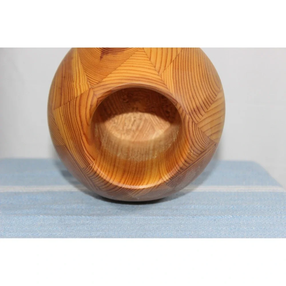 listings Hand Made Pine Wood Vase signed Neppo Nieminen Mid Century Modern Decor